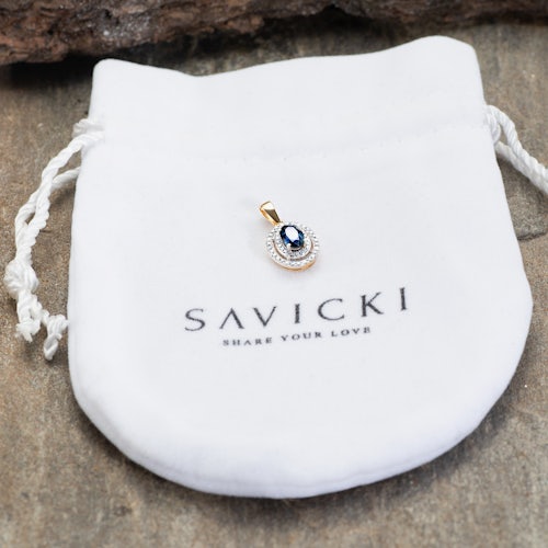 Zawieszka Savicki: złota, niebieski szafir, diamenty